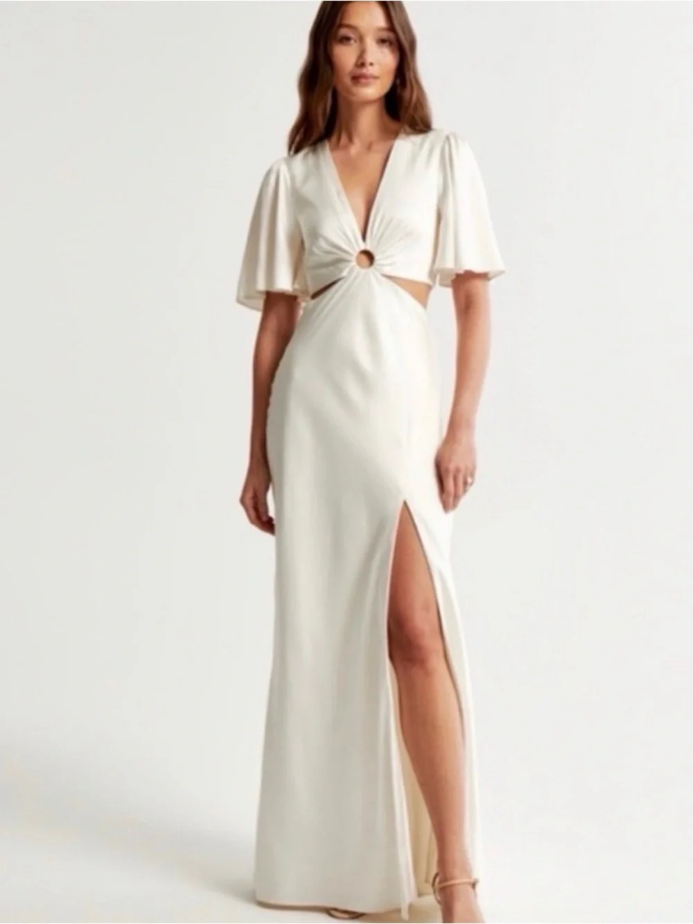 Ivory Cutout Maxi Dress with Ring Detail